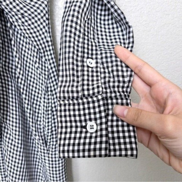 Altuzarra Yuma Gingham Check Shirtdress 36 4 Black White Front Tie - Picture 8 of 15
